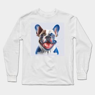 [AI Art] Red, blue and white French Bulldog Long Sleeve T-Shirt